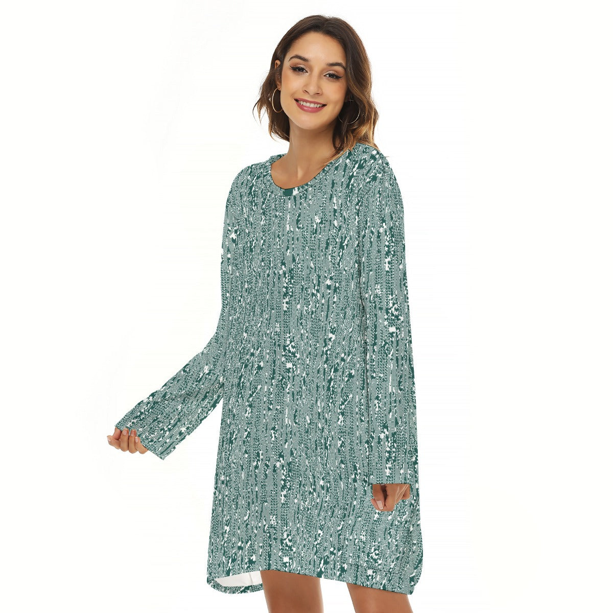 All-Over Print  Women's Loose Crew Neck Dress