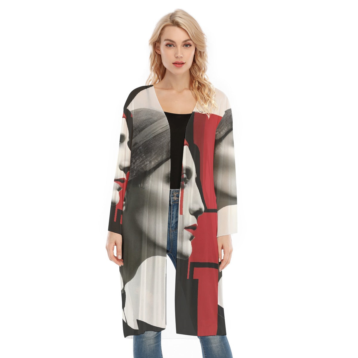 All- Over Print Women's Long Sleeve Mesh Cardigan