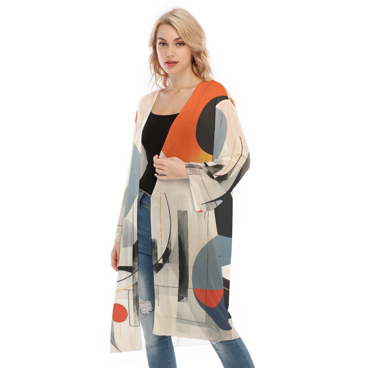 All- Over Print Women's Long Sleeve Mesh Cardigan