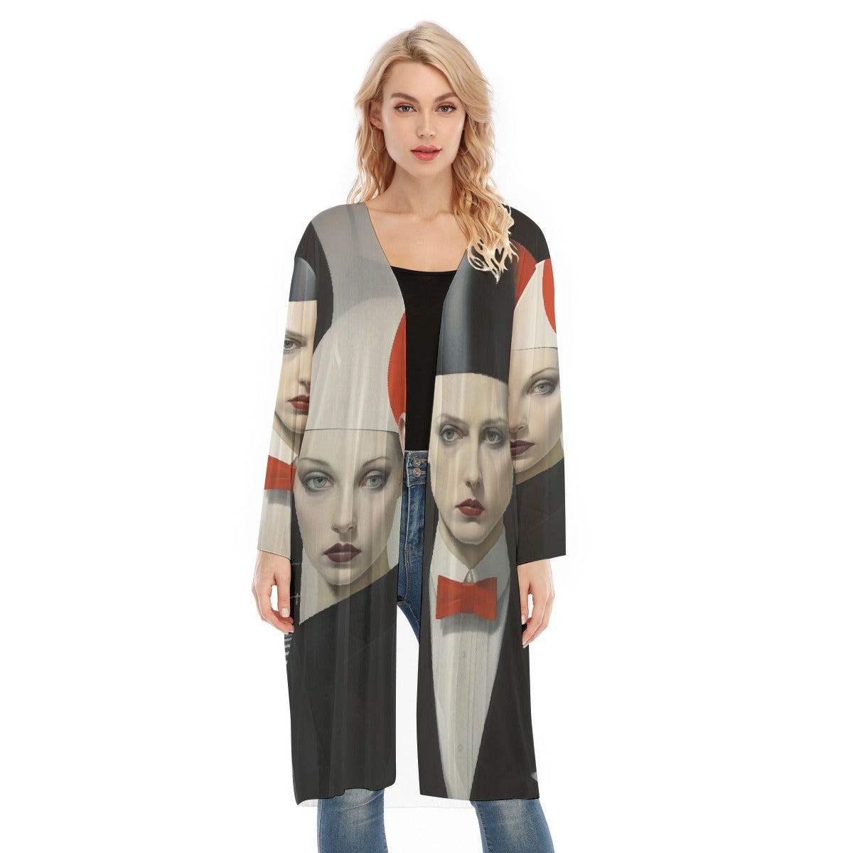 All- Over Print Women's Long Sleeve Mesh Cardigan