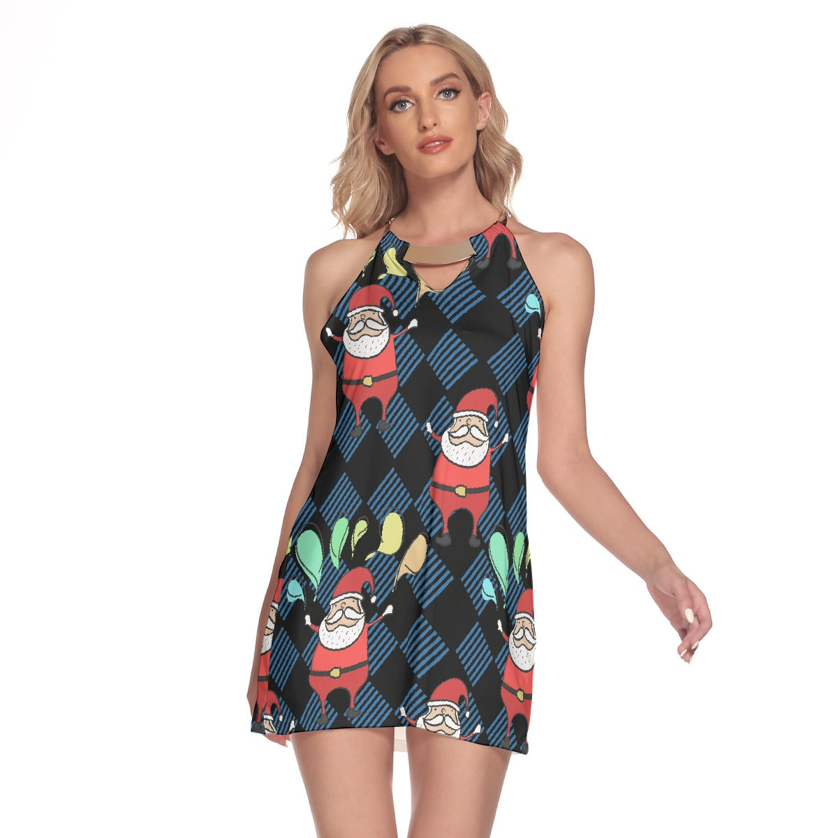 All-Over Print Women's Round Neck Above Knee Dress