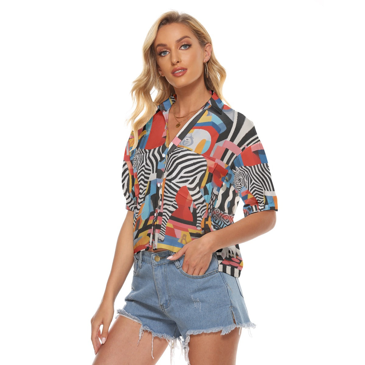 All-Over Print Women's V-neck Shirts