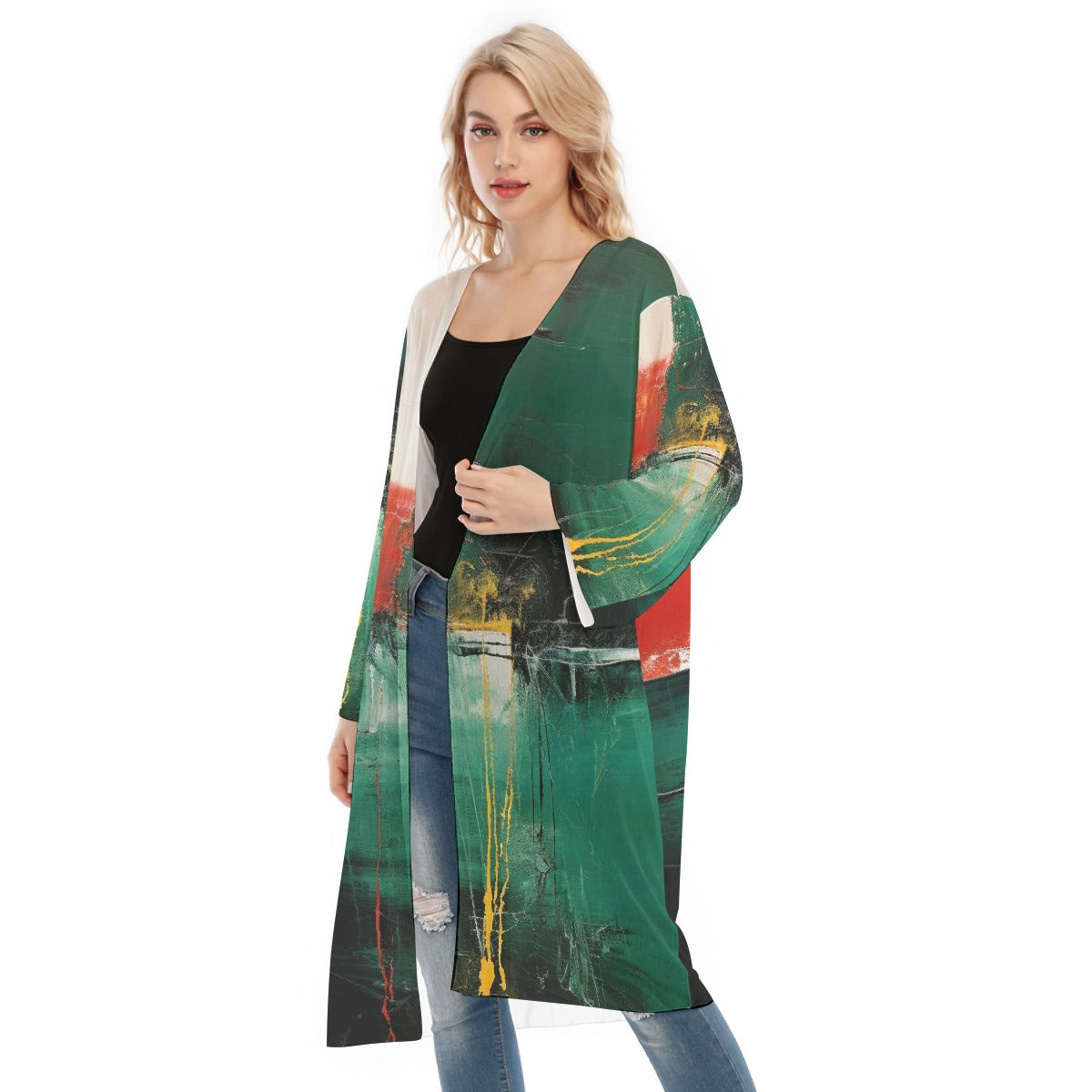 All- Over Print Women's Long Sleeve Mesh Cardigan