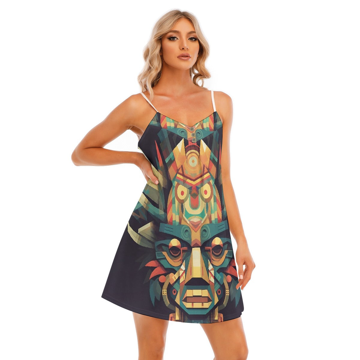 All-Over Print Women's V-neck Cami Dress