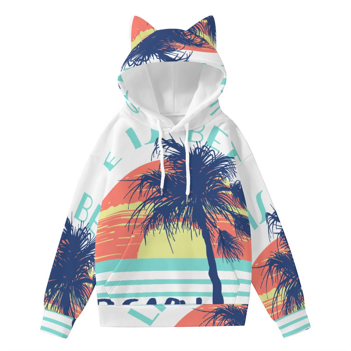 All-Over Print Women’s Hoodie With Decorative Ears