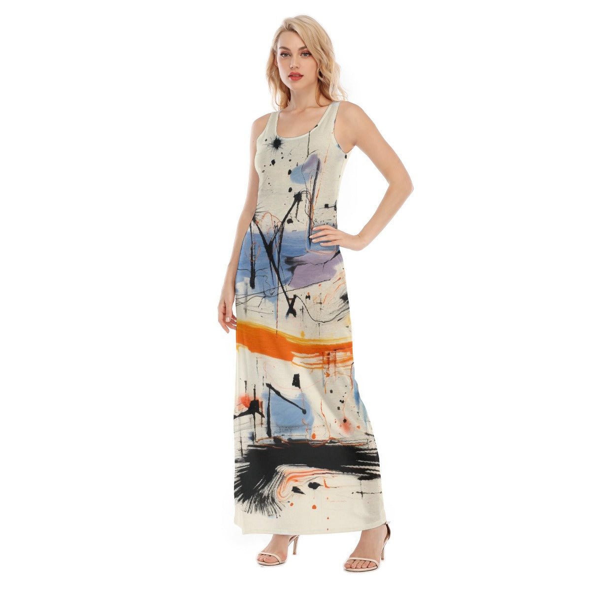 All-Over Print Women's Vest Dress | Length To Ankle