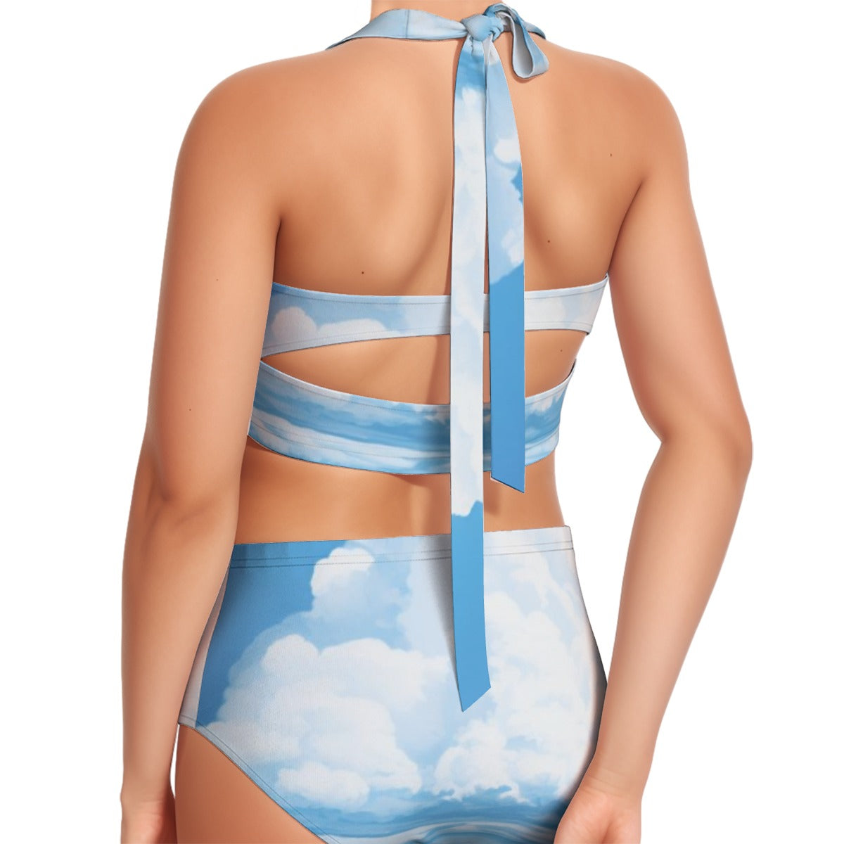 All-Over Print Women's Swimsuit Set With Halter