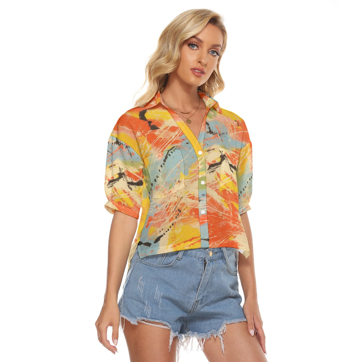 All-Over Print Women's V-neck Shirts