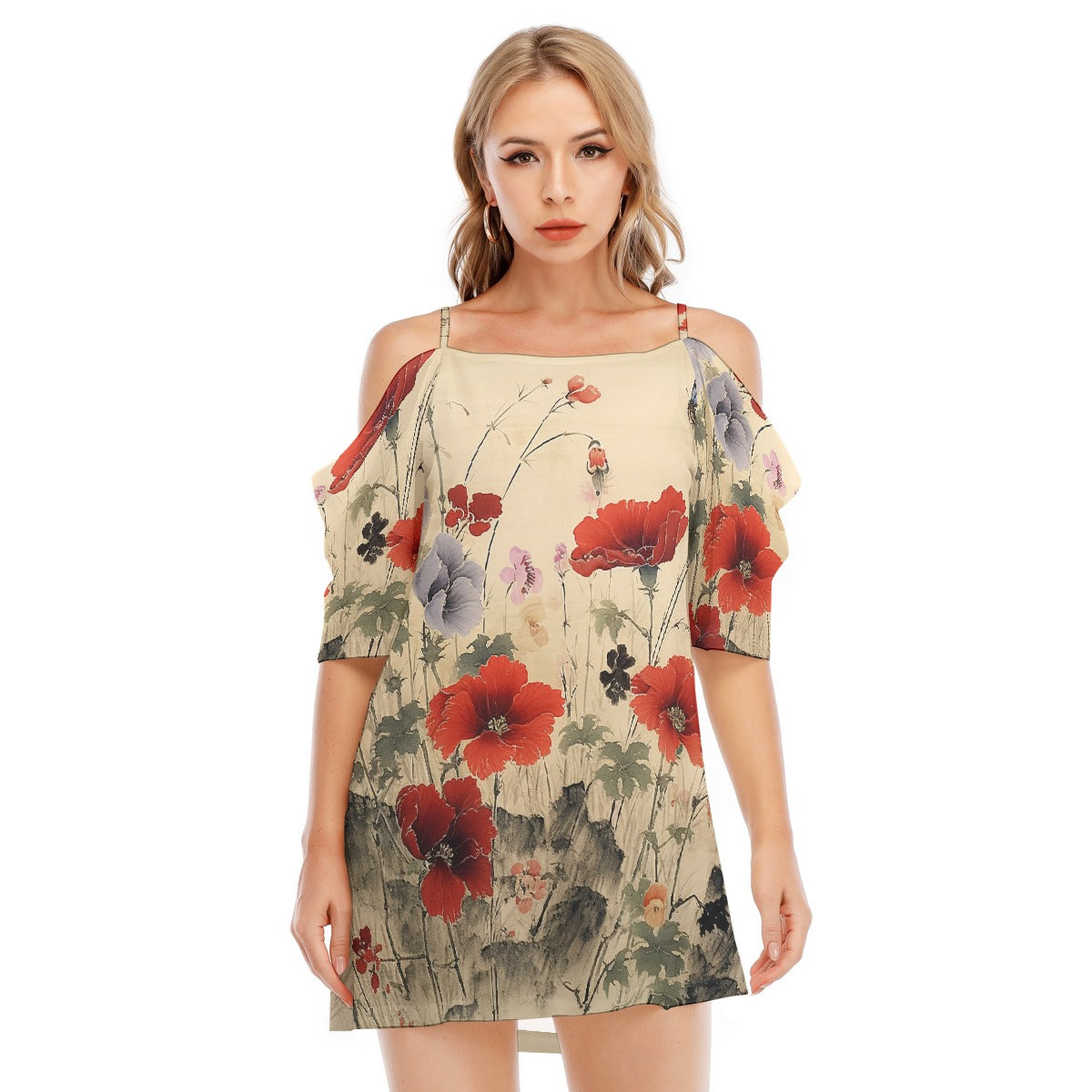 All-Over Print Women's Off-shoulder Cami Dress