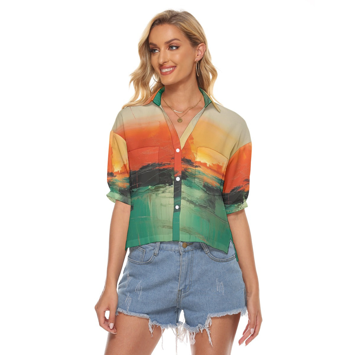 All-Over Print Women's V-neck Shirts