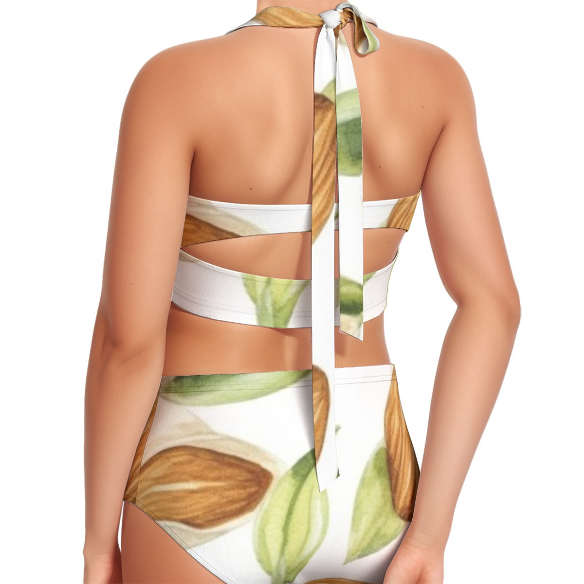 All-Over Print Women's Swimsuit Set With Halter