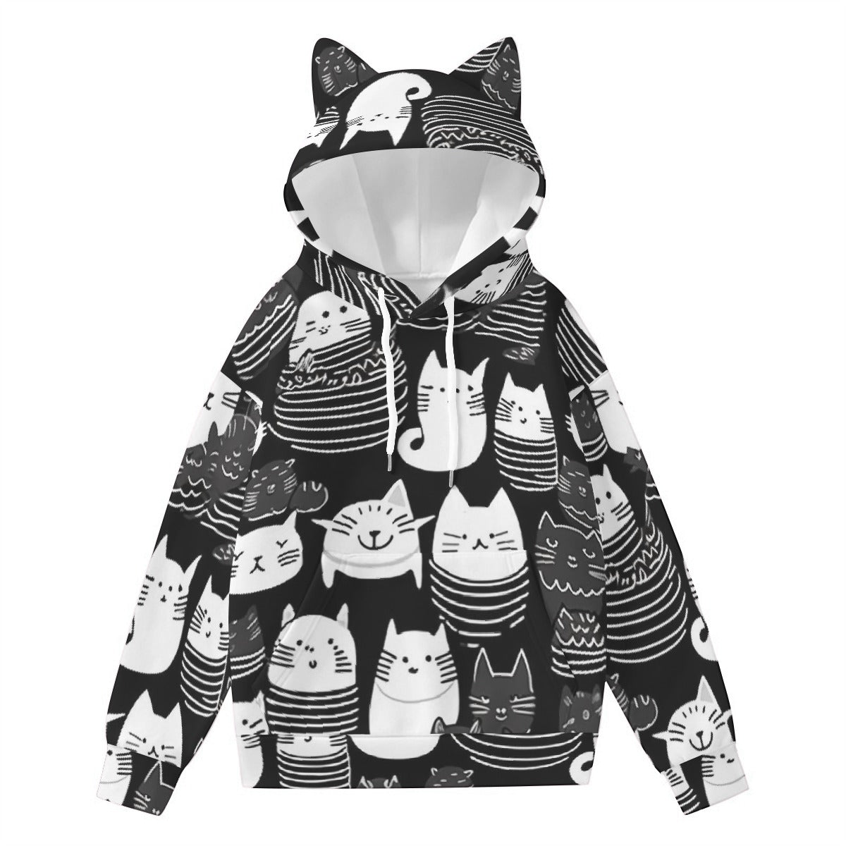 All-Over Print Women’s Hoodie With Decorative Ears