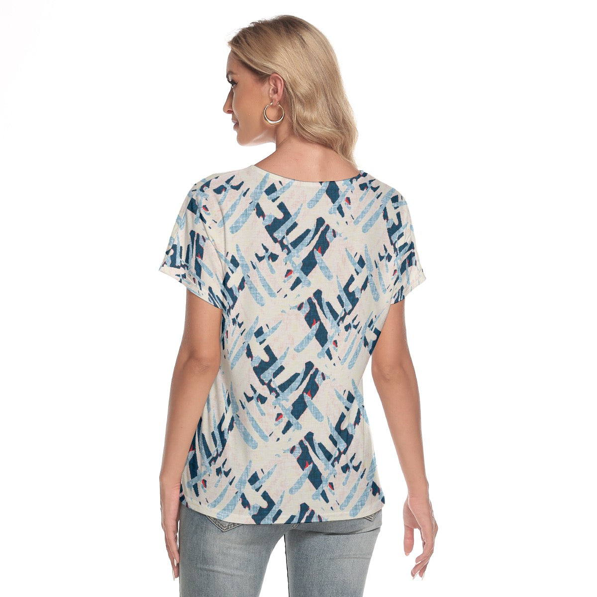 All-Over Print Women's Loose V-neck Short Sleeve T-shirt