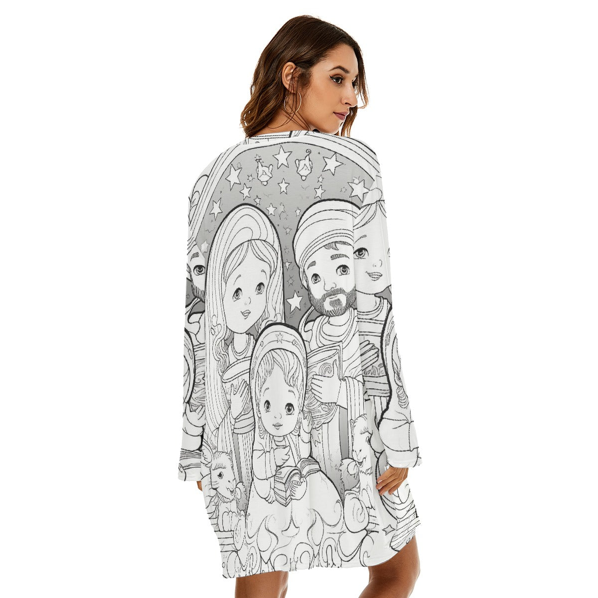 All-Over Print  Women's Loose Crew Neck Dress