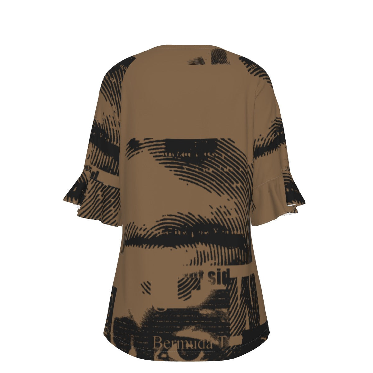 All-Over Print V-neck Women's T-shirt With Bell Sleeve