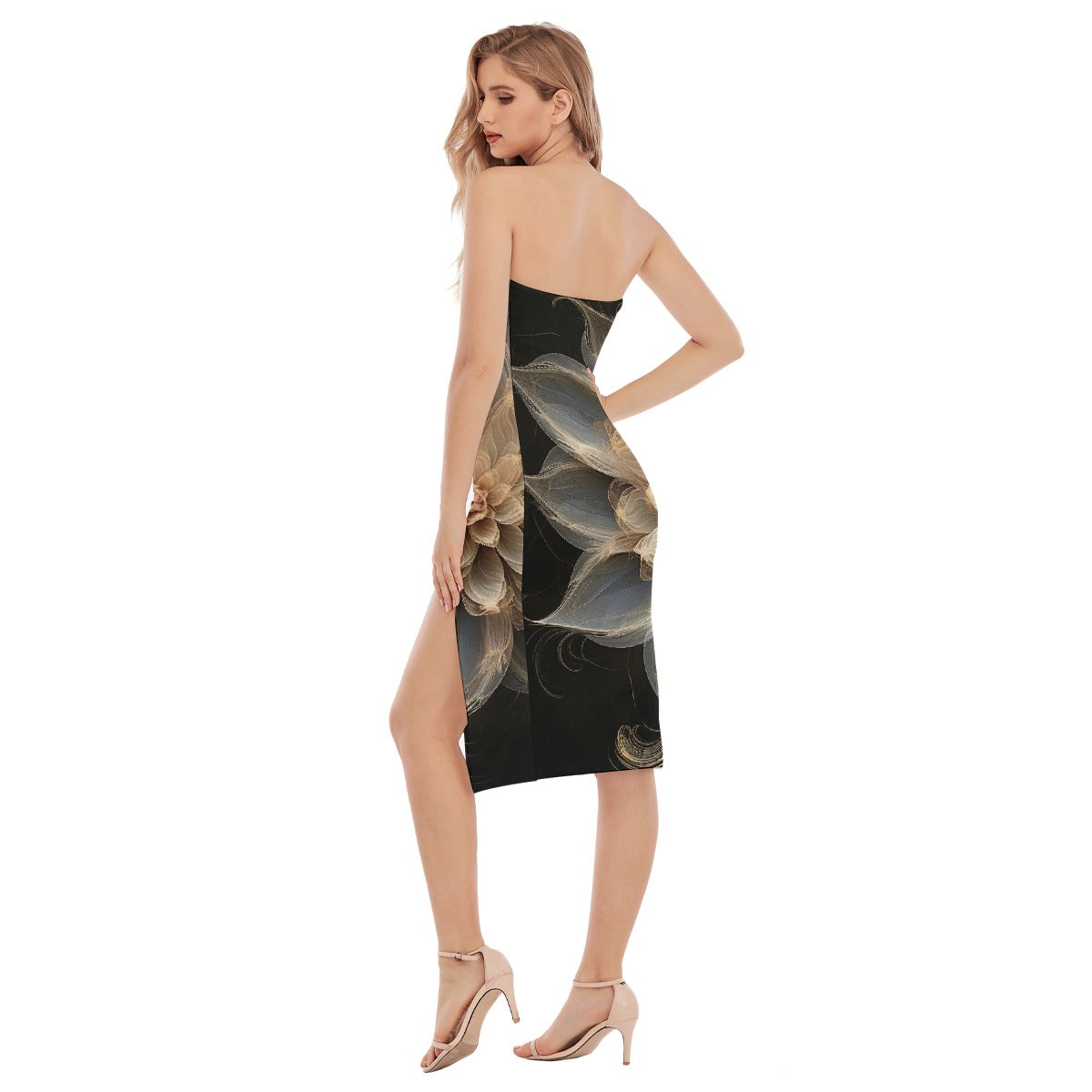 All-Over Print Women's Side Split Tube Top Dress