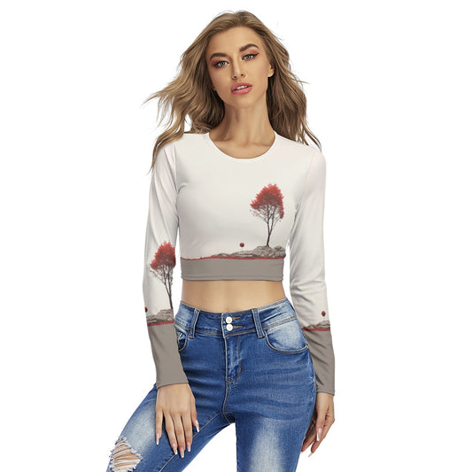 All-Over Print Women's Round Neck Crop Top T-Shirt