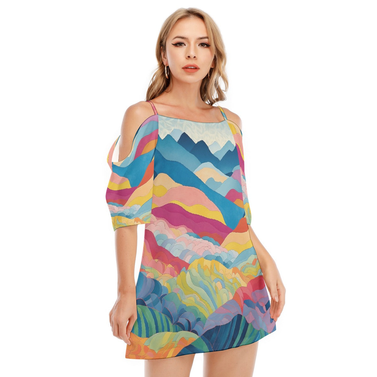 All-Over Print Women's Off-shoulder Cami Dress