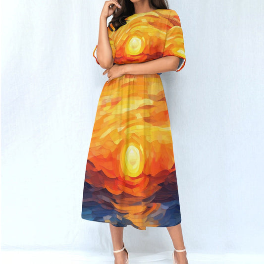 All-Over Print Women's Elastic Waist Dress