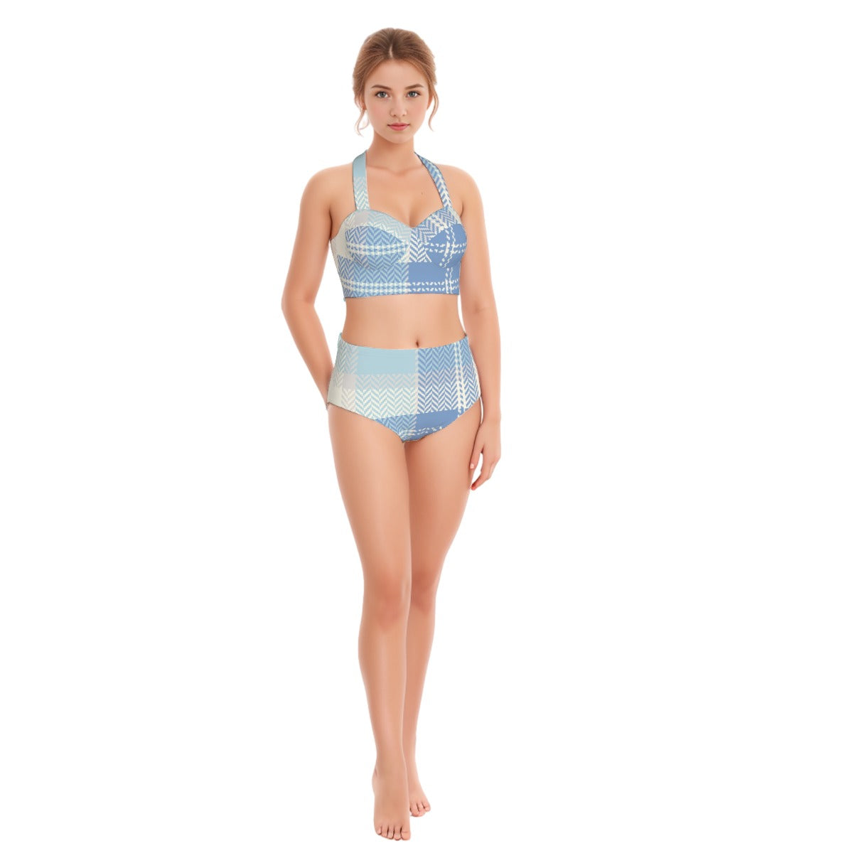 All-Over Print Women's Swimsuit Set With Halter