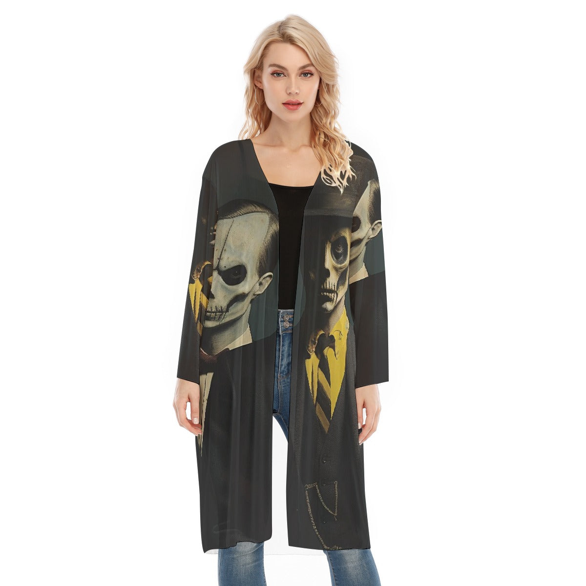 All- Over Print Women's Long Sleeve Mesh Cardigan