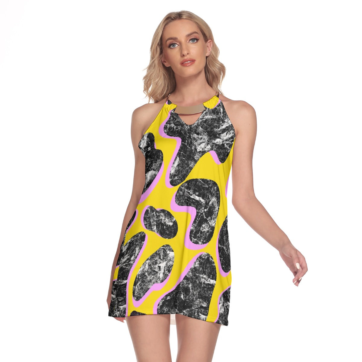 All-Over Print Women's Round Neck Above Knee Dress