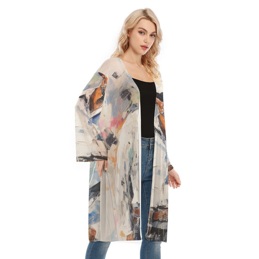 All- Over Print Women's Long Sleeve Mesh Cardigan