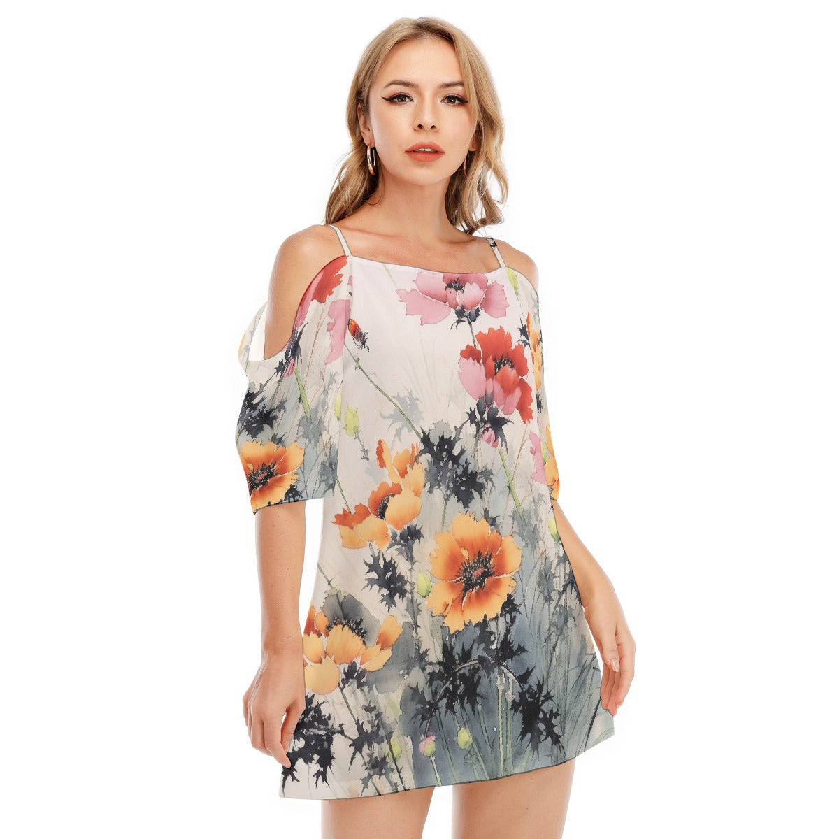 All-Over Print Women's Off-shoulder Cami Dress