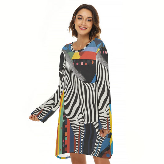 All-Over Print  Women's Loose Crew Neck Dress