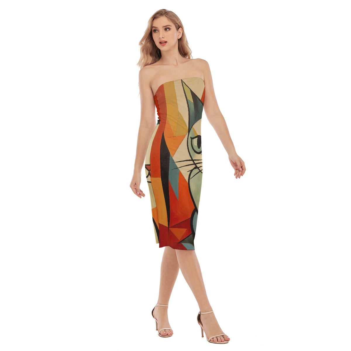 All-Over Print Women's Side Split Tube Top Dress