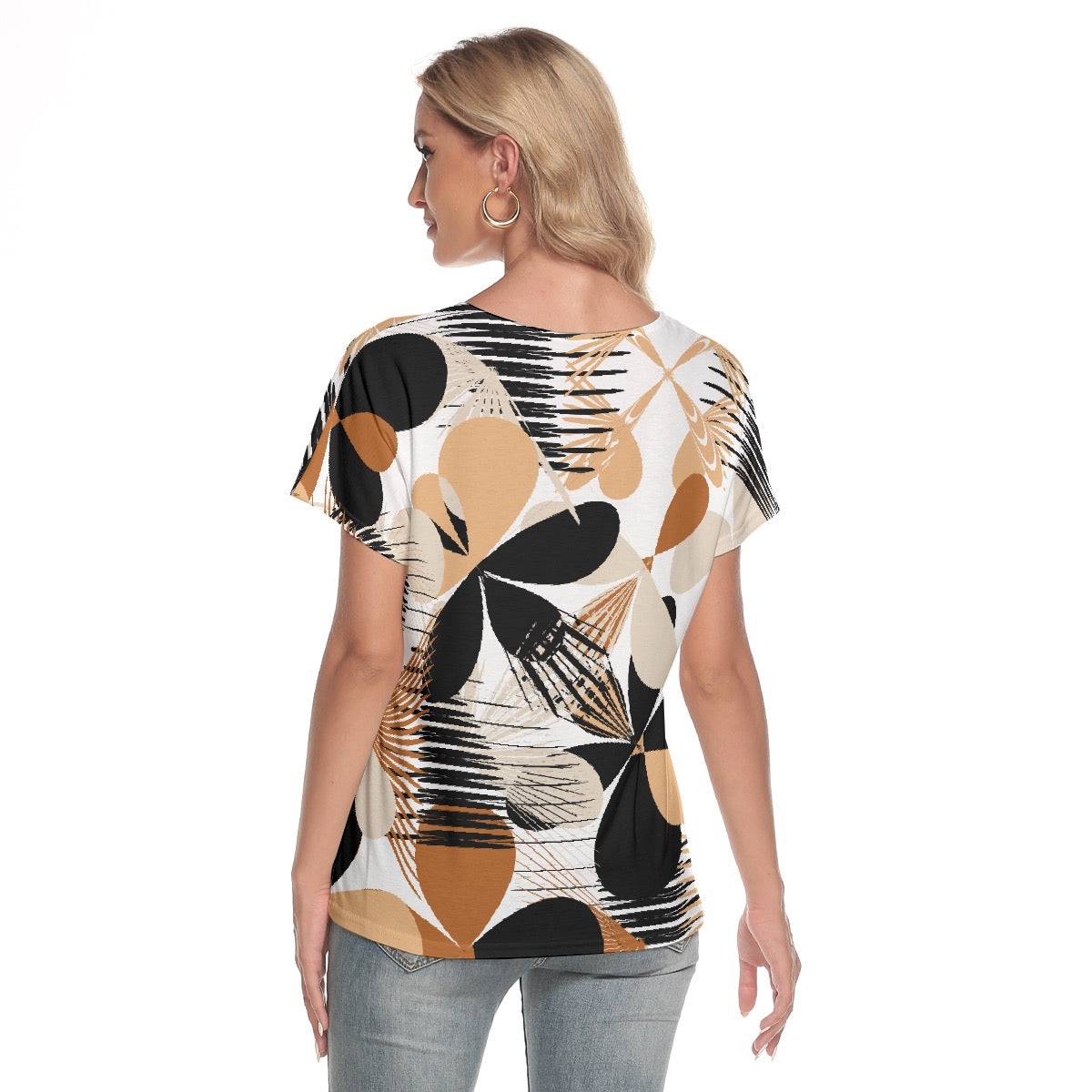 All-Over Print Women's Loose V-neck Short Sleeve T-shirt