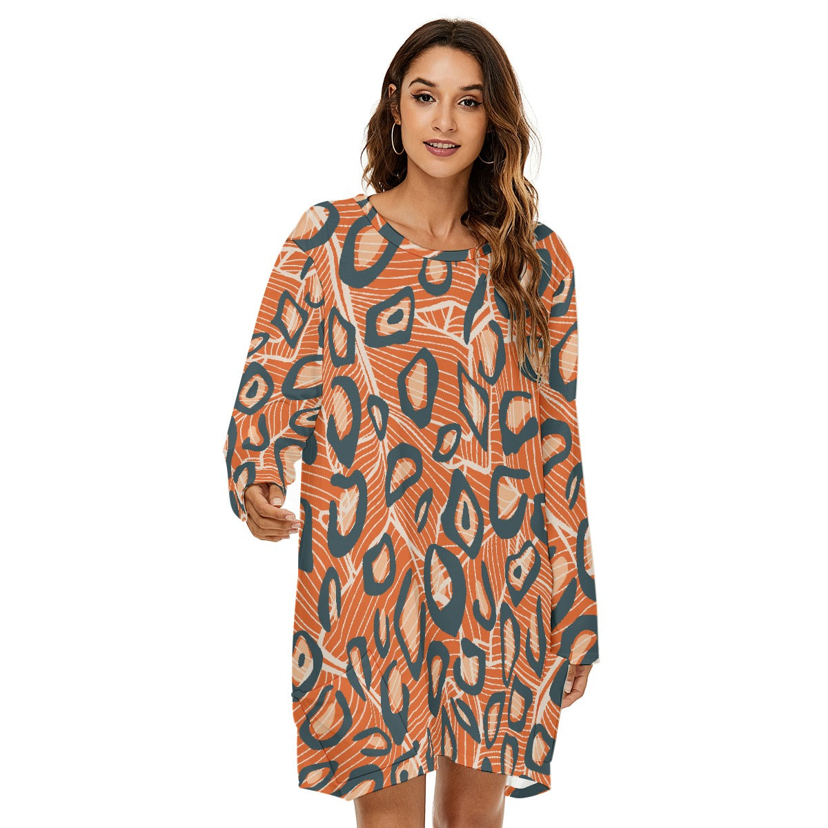 All-Over Print  Women's Loose Crew Neck Dress