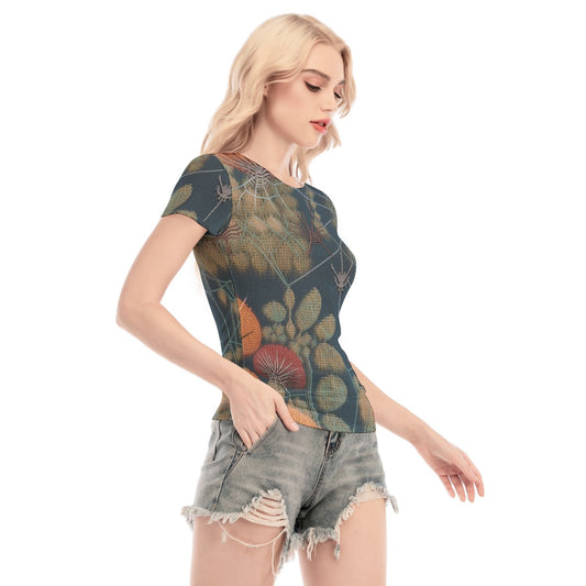 All-Over Print Women's Short Sleeve Mesh Blouse