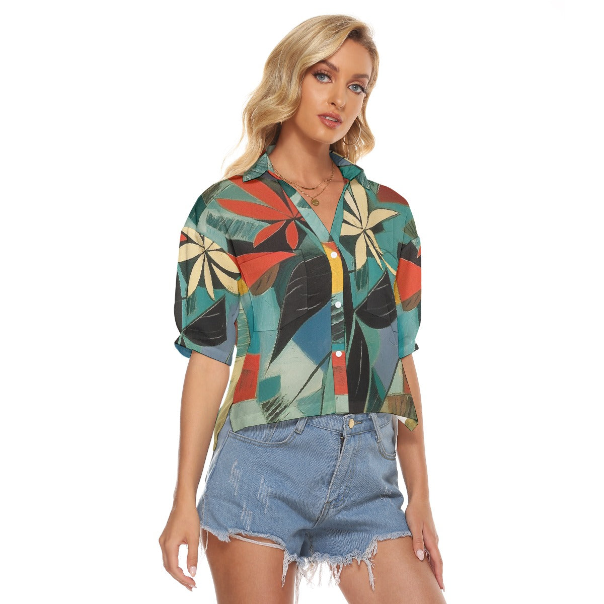 All-Over Print Women's V-neck Shirts