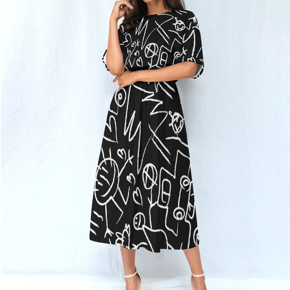 All-Over Print Women's Elastic Waist Dress