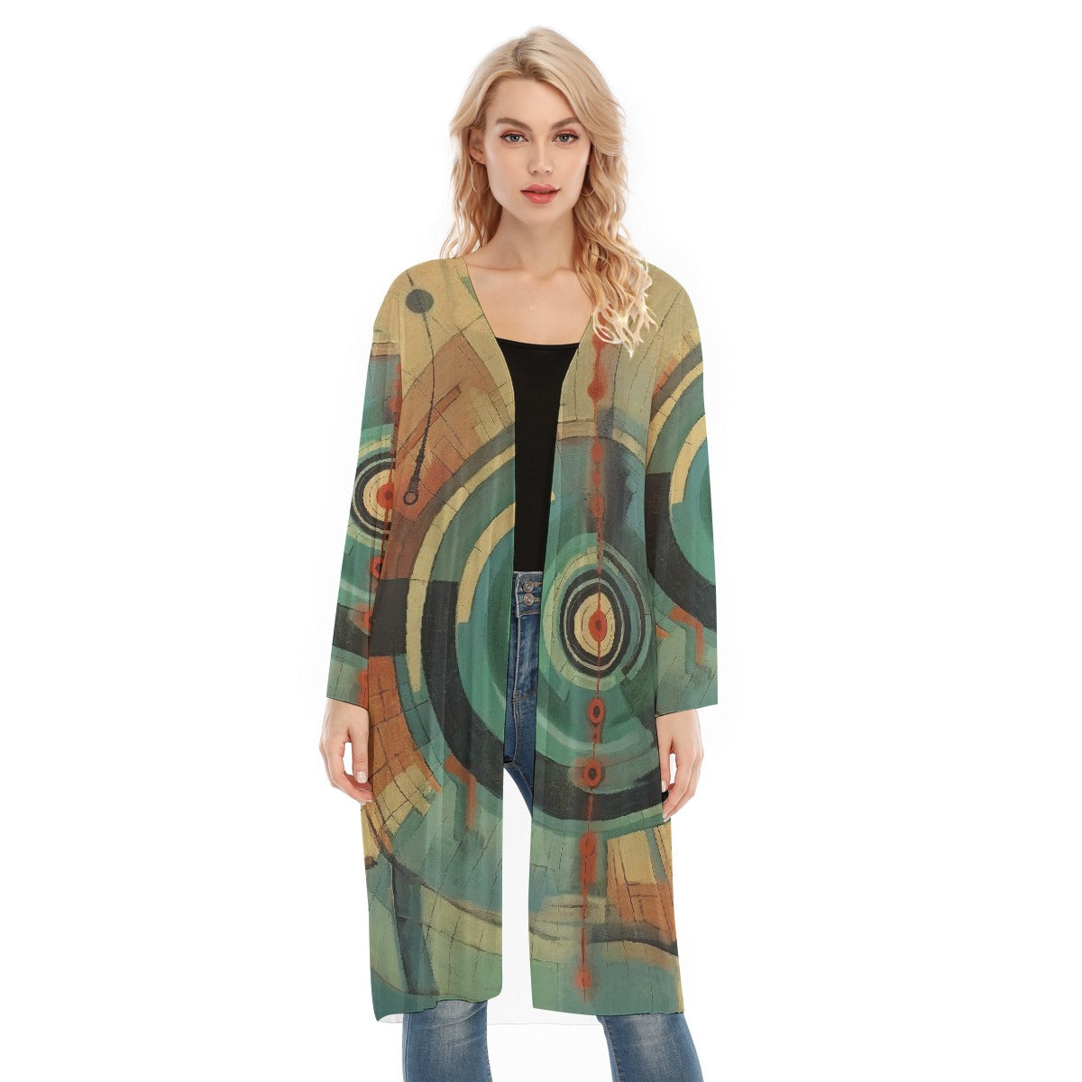 All- Over Print Women's Long Sleeve Mesh Cardigan