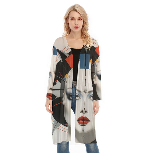 All- Over Print Women's Long Sleeve Mesh Cardigan