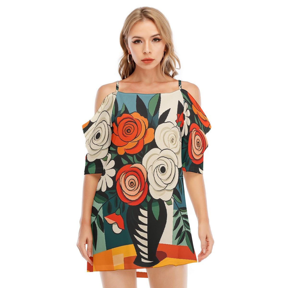 All-Over Print Women's Off-shoulder Cami Dress