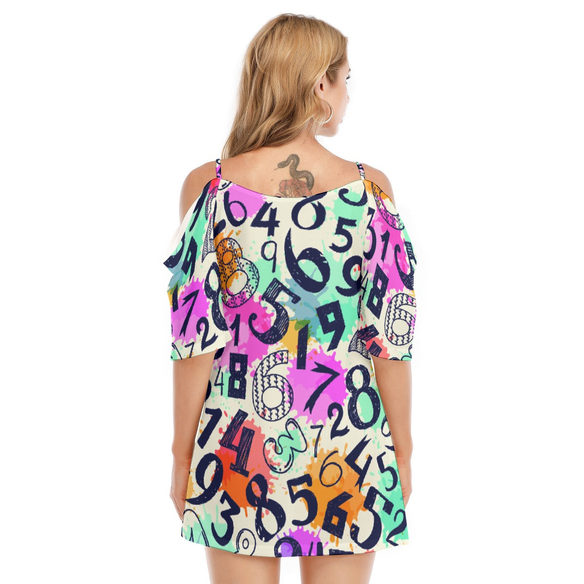 All-Over Print Women's Off-shoulder Cami Dress