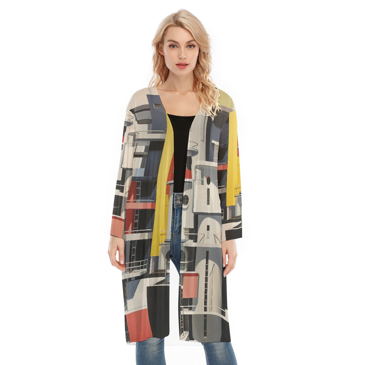 All- Over Print Women's Long Sleeve Mesh Cardigan