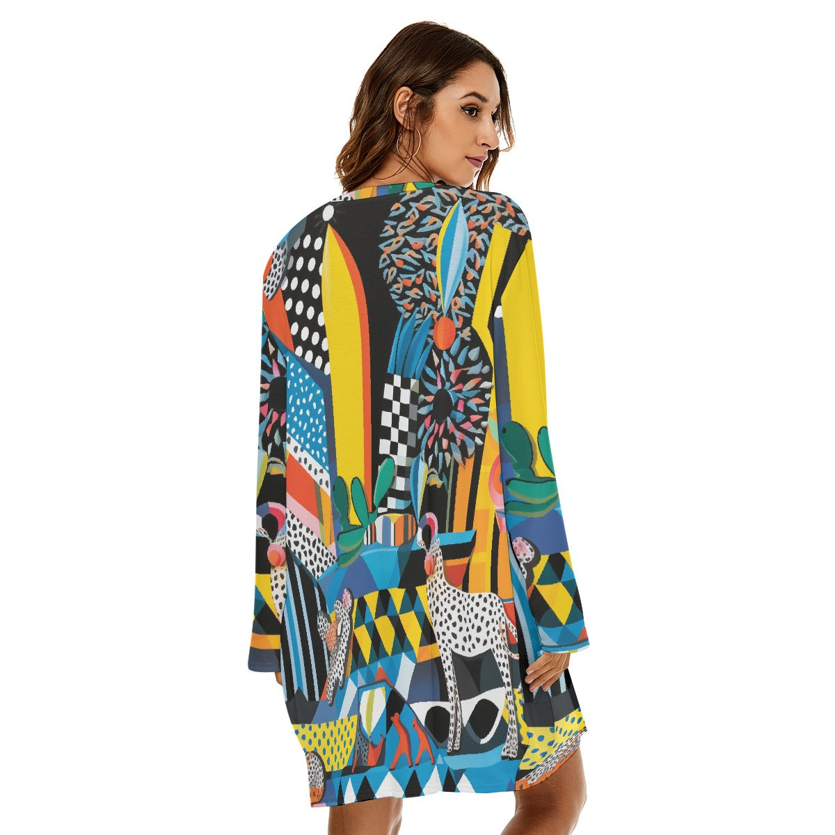 All-Over Print  Women's Loose Crew Neck Dress