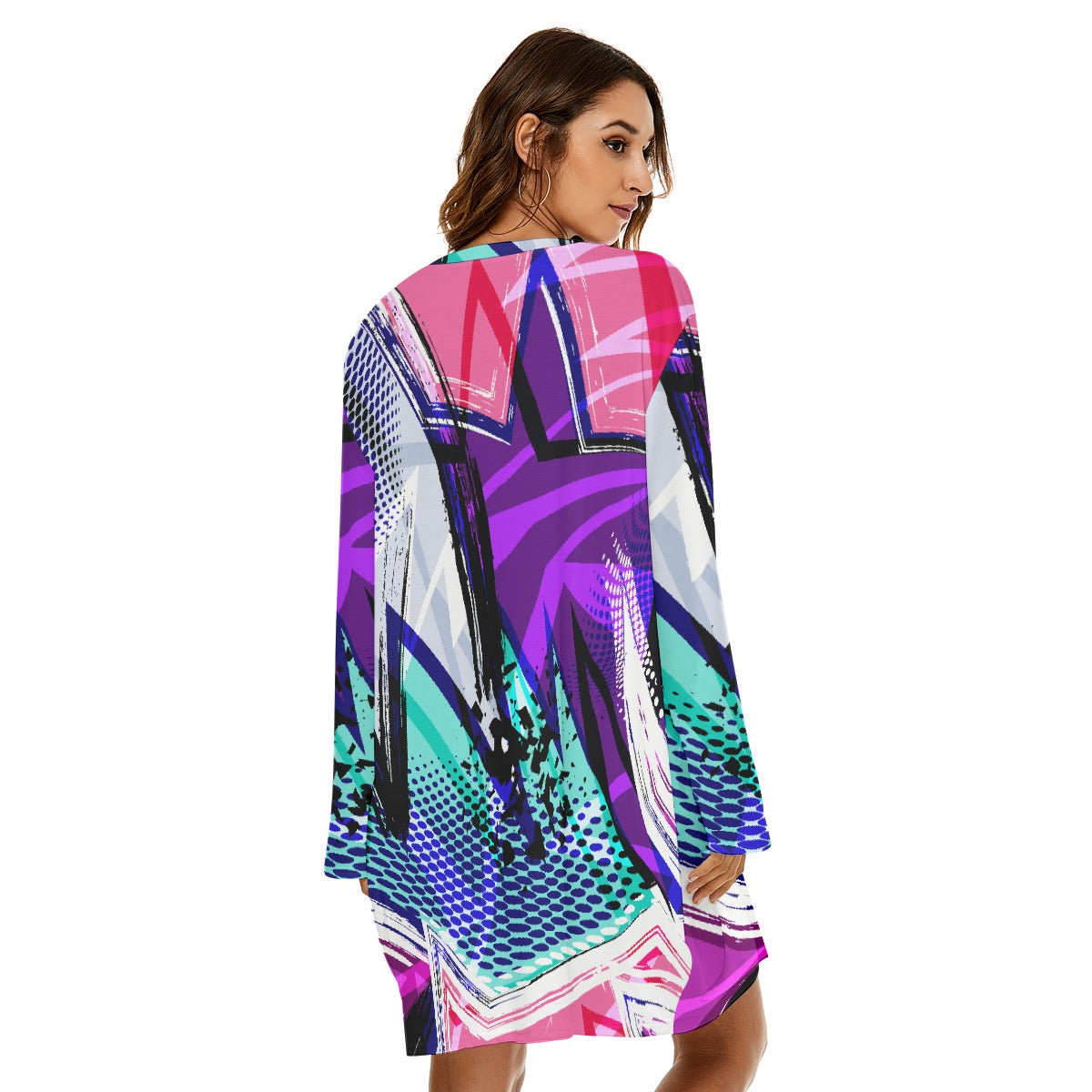 All-Over Print  Women's Loose Crew Neck Dress