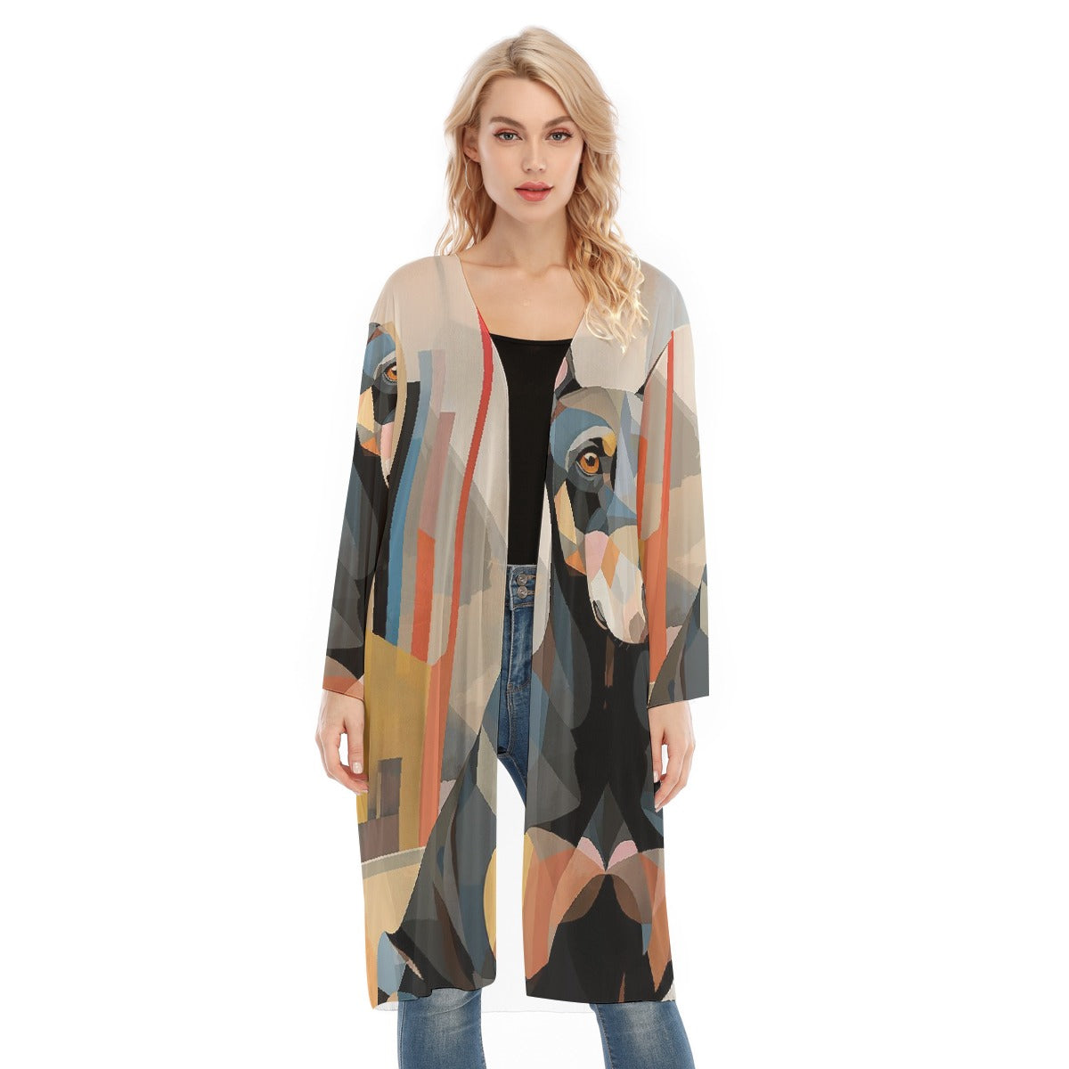 All- Over Print Women's Long Sleeve Mesh Cardigan