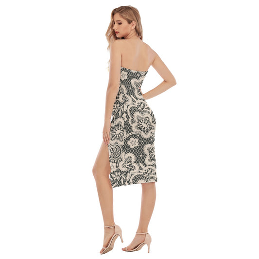 All-Over Print Women's Side Split Tube Top Dress