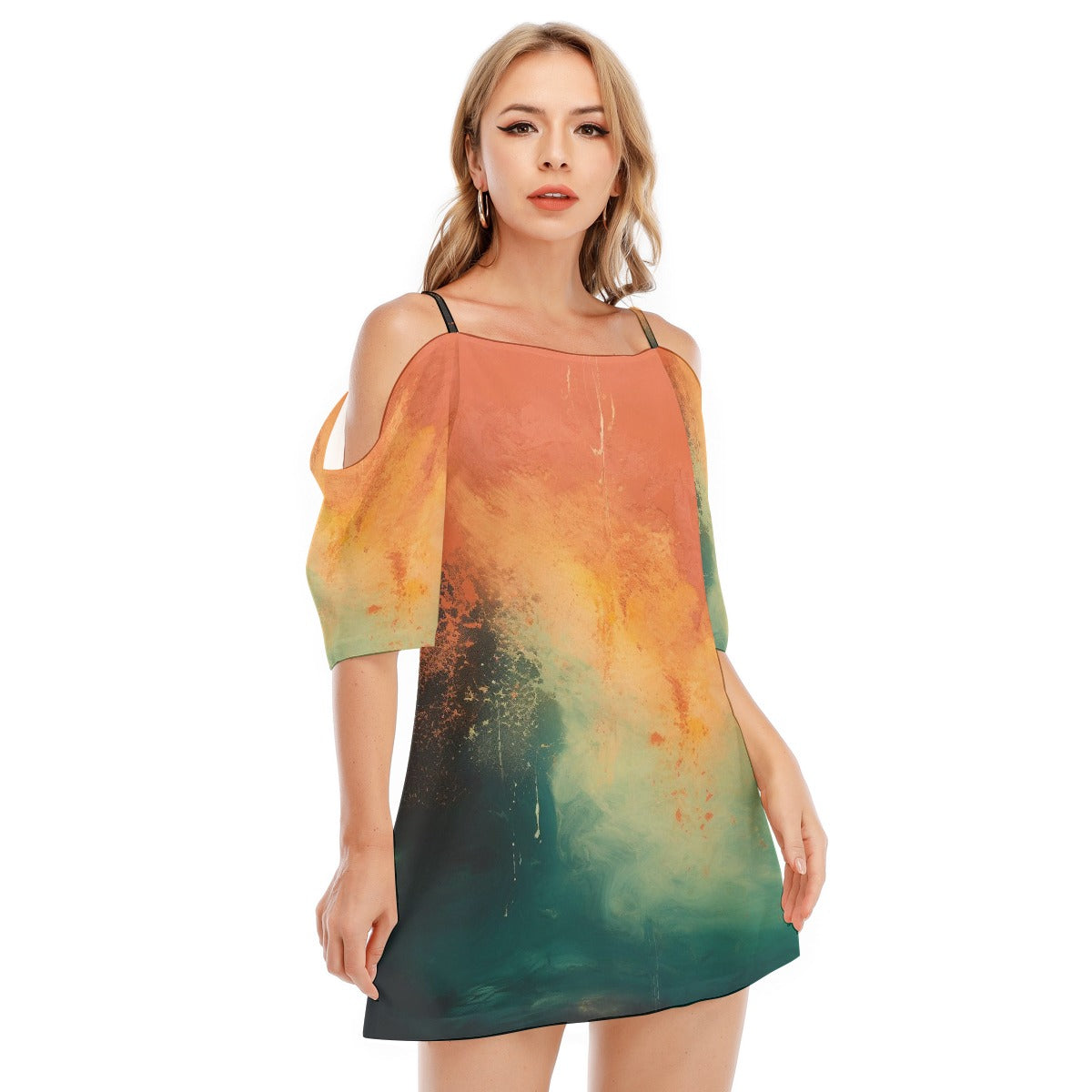 All-Over Print Women's Off-shoulder Cami Dress