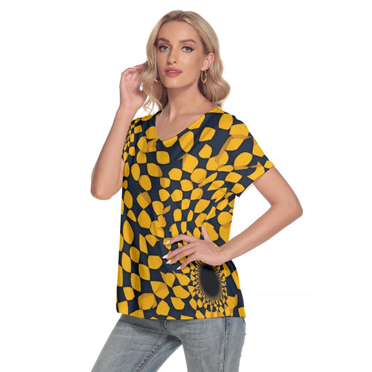 All-Over Print Women's Loose V-neck Short Sleeve T-shirt