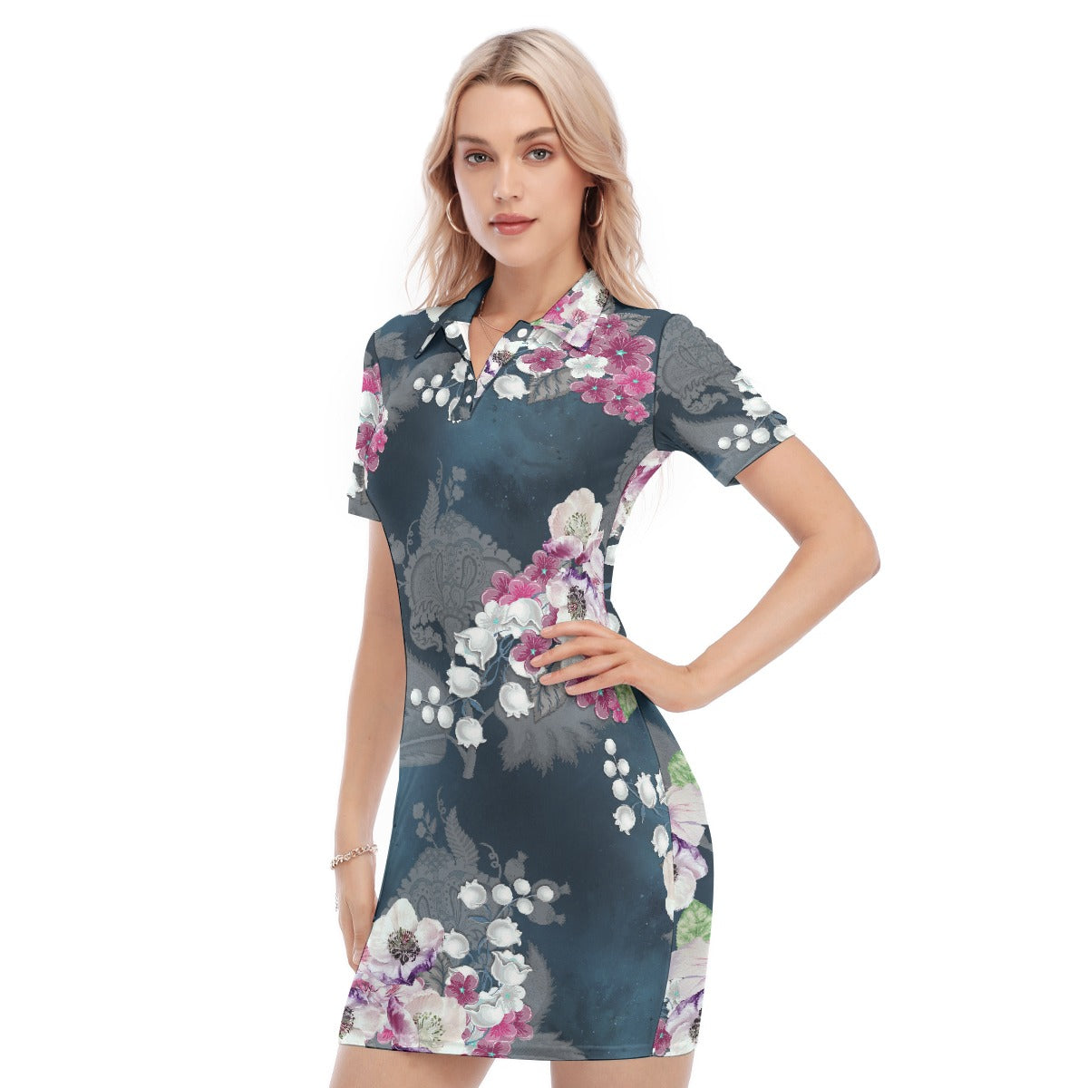 All-Over Print Women's Polo Collar Dress