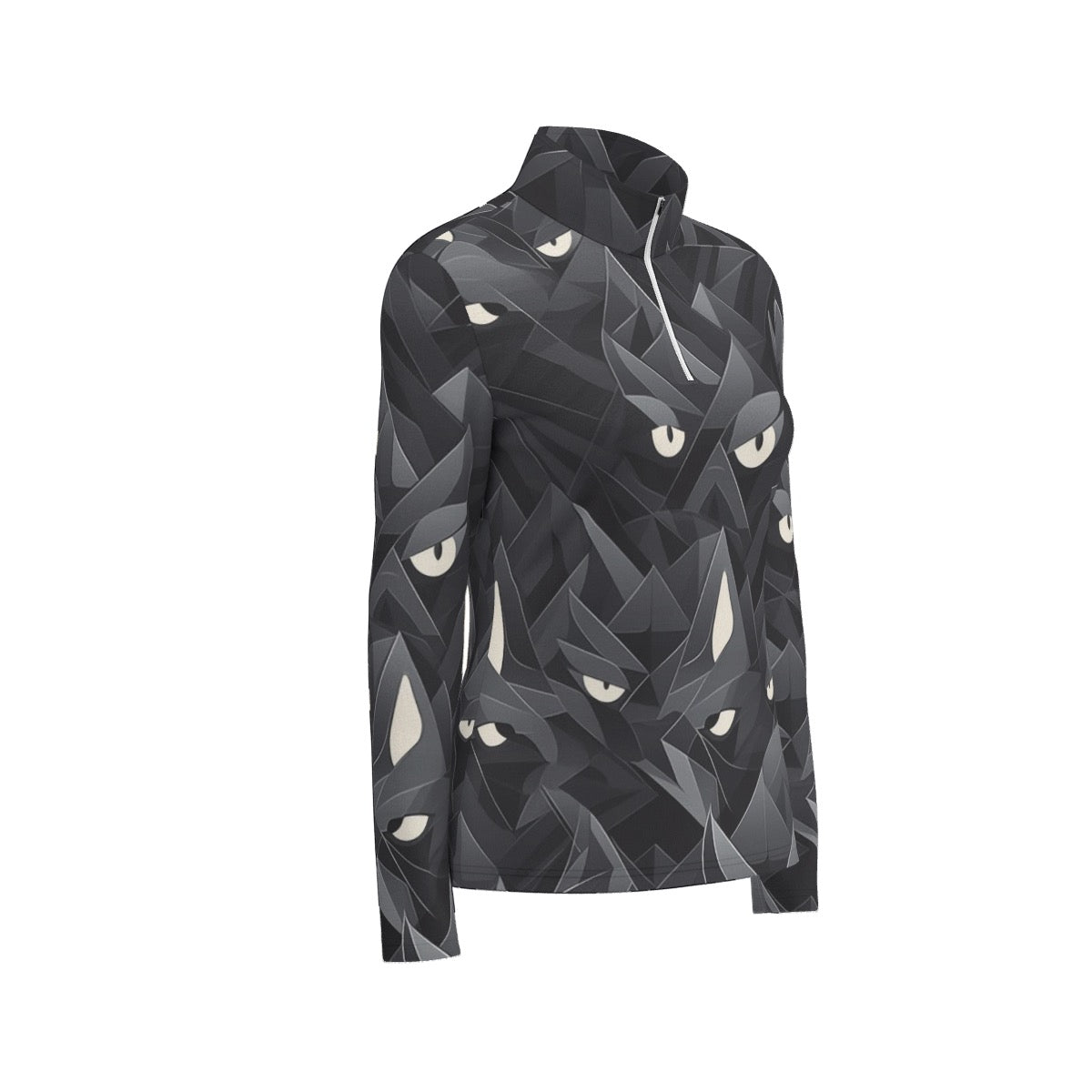 All-Over Print Women's Sports Collar Jersey With Long Sleeve