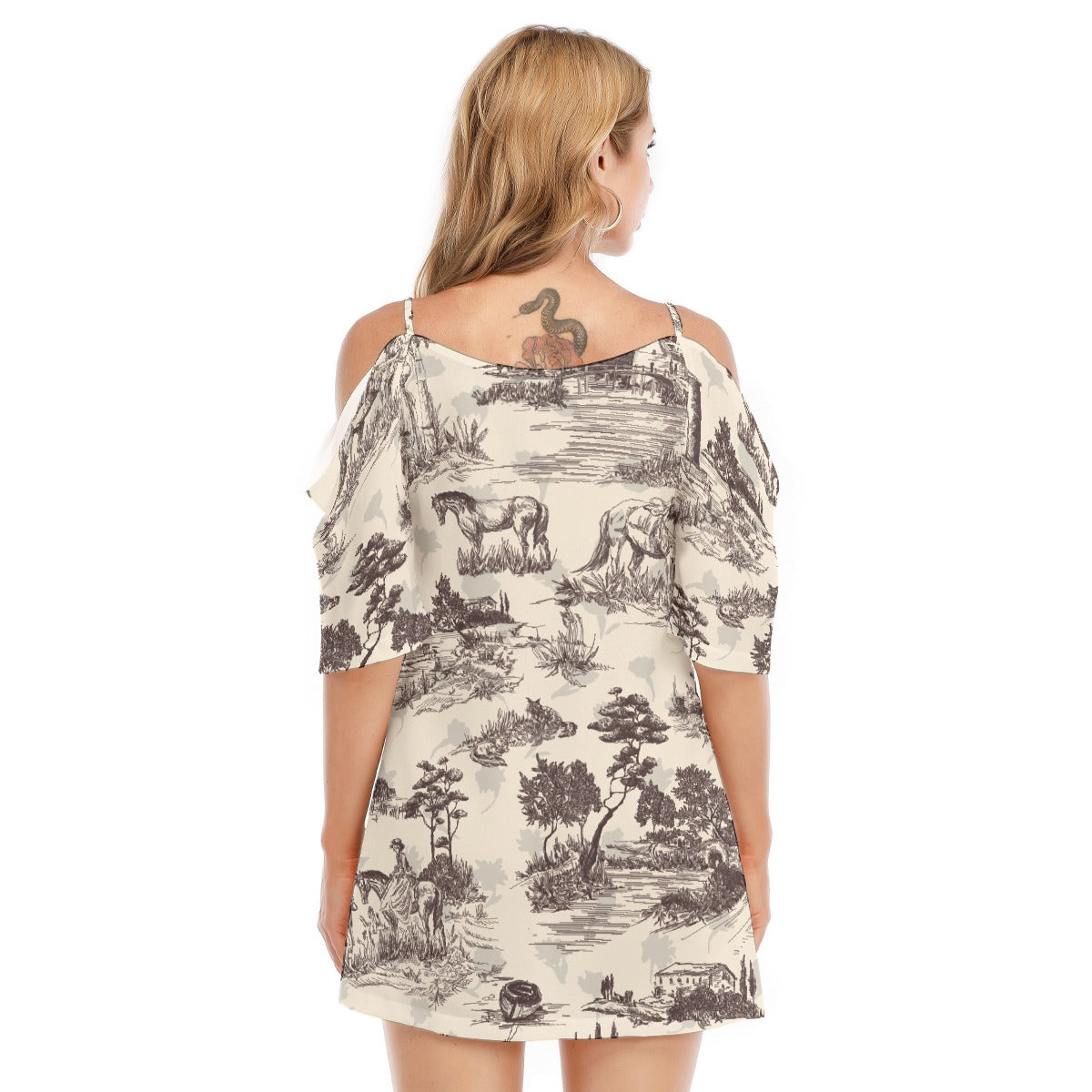 All-Over Print Women's Off-shoulder Cami Dress