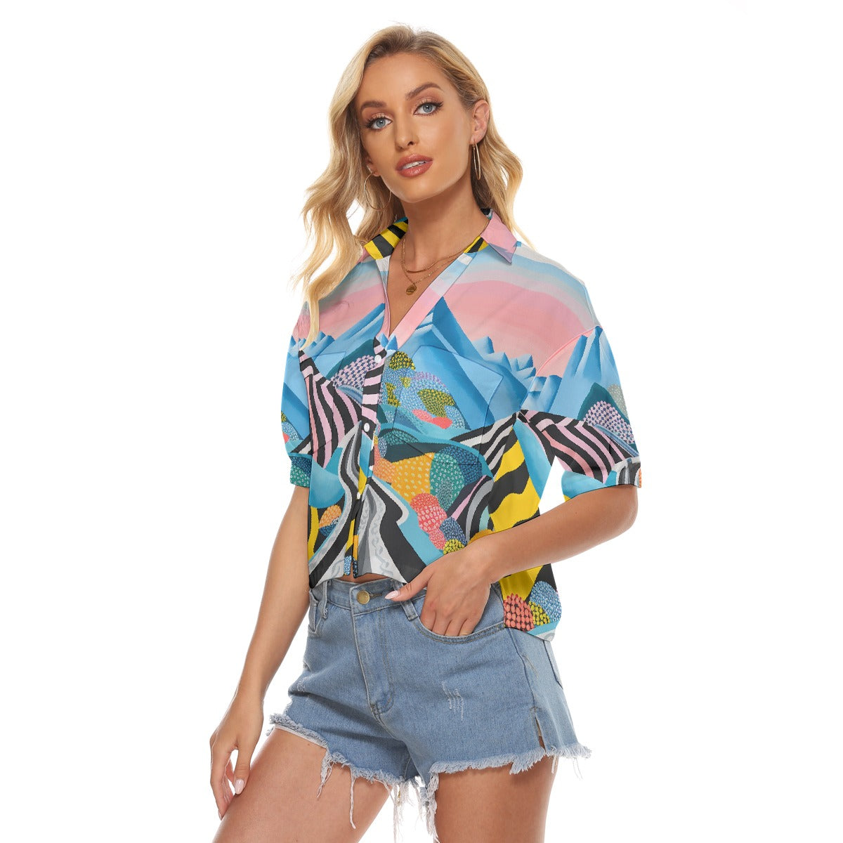 All-Over Print Women's V-neck Shirts